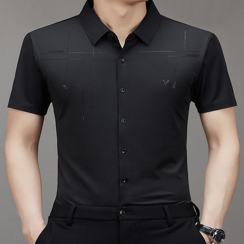 "Summer Men's Short-Sleeved Seamless Business Shirt | Lightweight & Stylish"