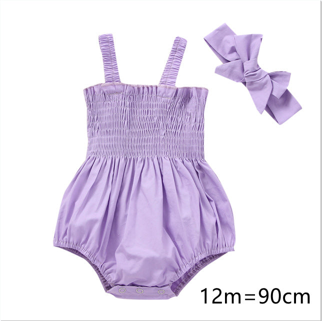 Infant Baby Girls 2Pcs Summer Outfits | Sleeveless Frill Smoc Set