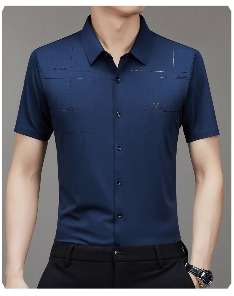 "Summer Men's Short-Sleeved Seamless Business Shirt | Lightweight & Stylish"