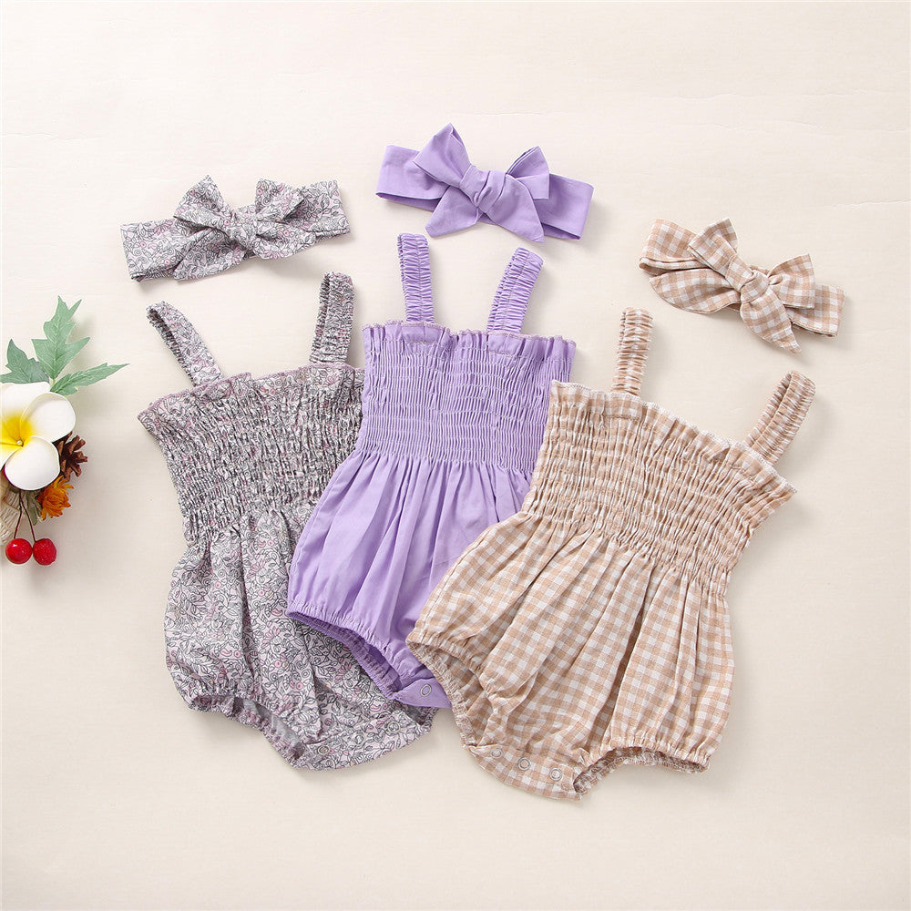 Infant Baby Girls 2Pcs Summer Outfits | Sleeveless Frill Smoc Set