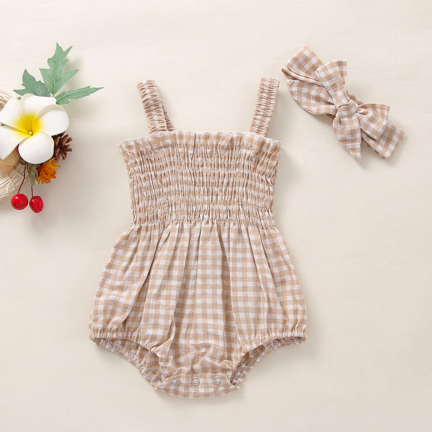 Infant Baby Girls 2Pcs Summer Outfits | Sleeveless Frill Smoc Set