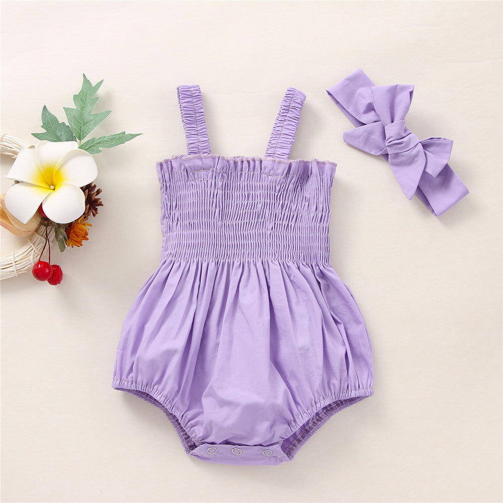 Infant Baby Girls 2Pcs Summer Outfits | Sleeveless Frill Smoc Set