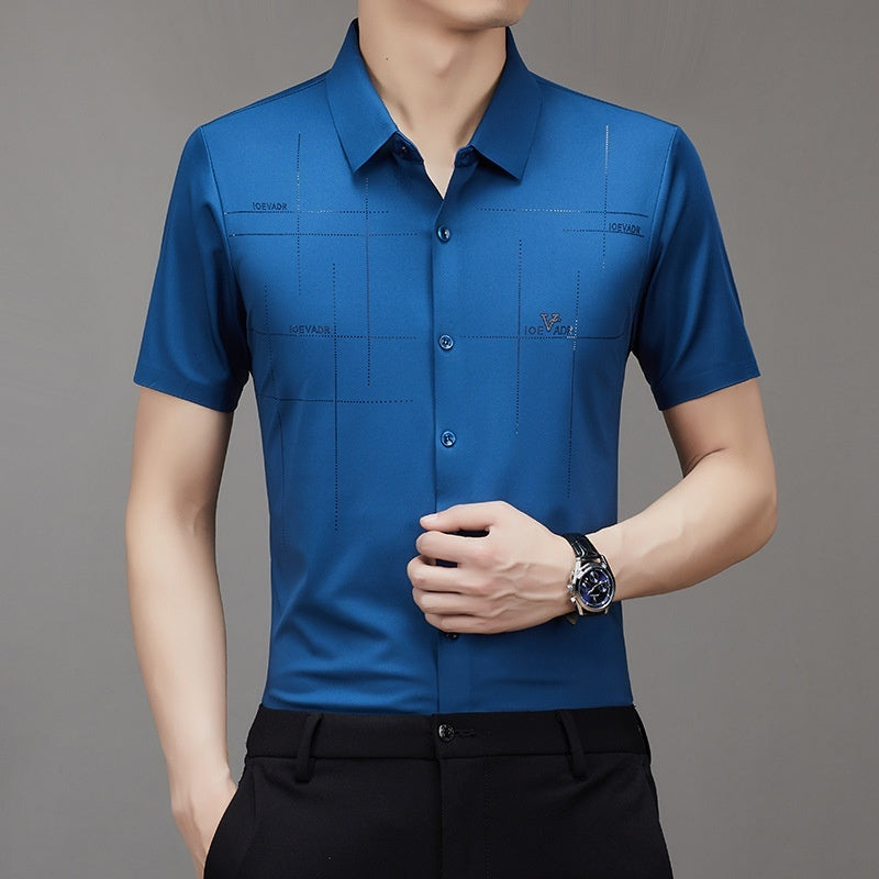 "Summer Men's Short-Sleeved Seamless Business Shirt | Lightweight & Stylish"
