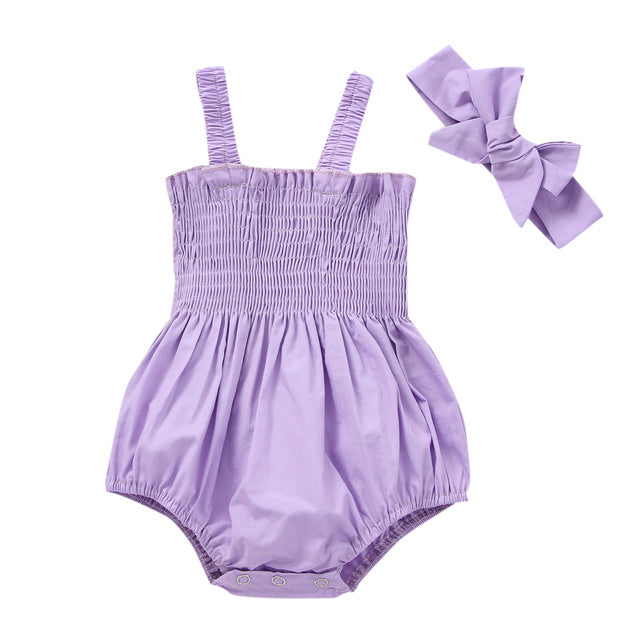 Infant Baby Girls 2Pcs Summer Outfits | Sleeveless Frill Smoc Set
