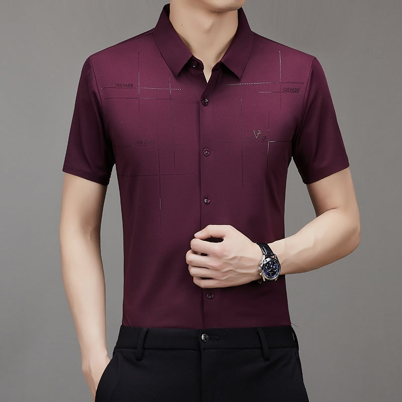 "Summer Men's Short-Sleeved Seamless Business Shirt | Lightweight & Stylish"