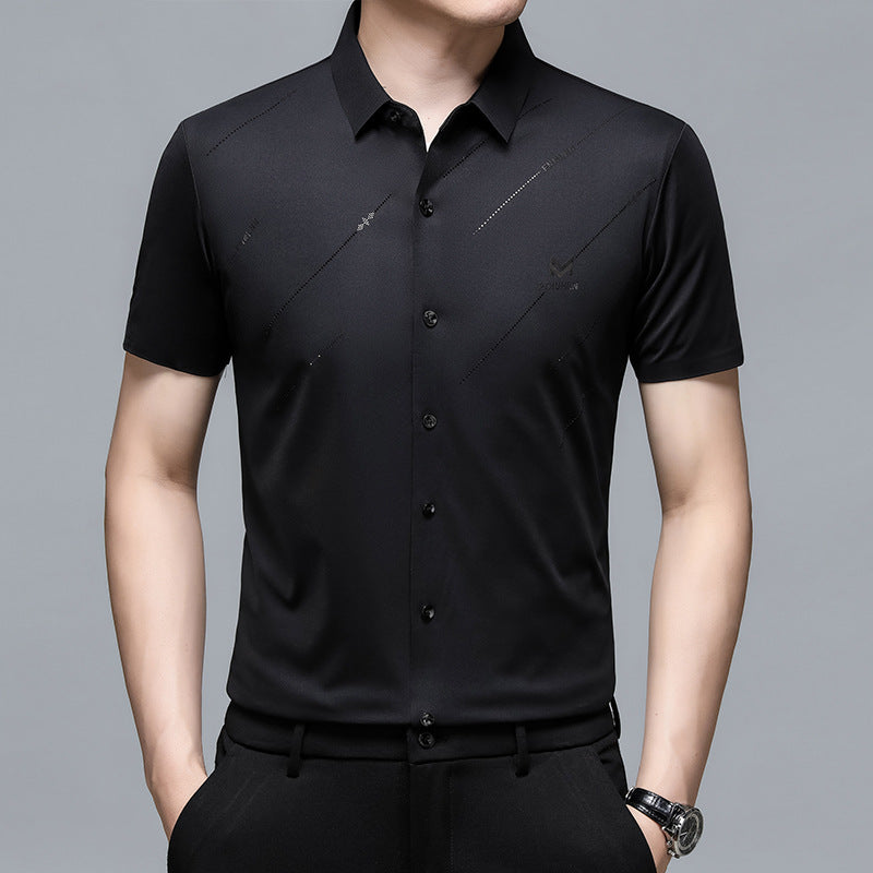 "Summer Men's Short-Sleeved Seamless Business Shirt | Lightweight & Stylish"