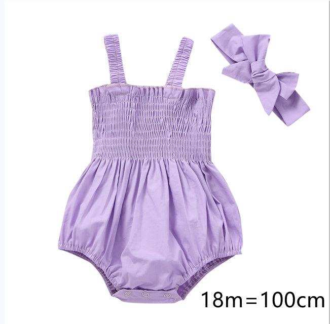 Infant Baby Girls 2Pcs Summer Outfits | Sleeveless Frill Smoc Set