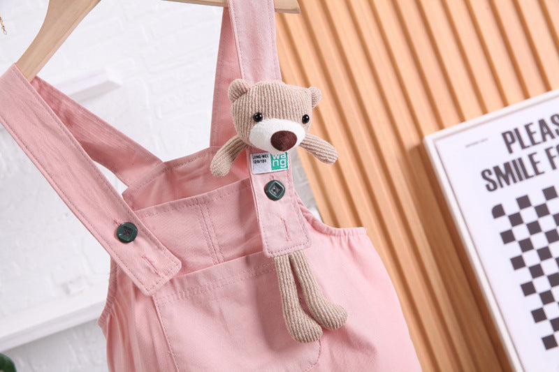 "Summer Children's Cotton T-shirt & Suspender Suit | Comfortable & Stylish Outfit"