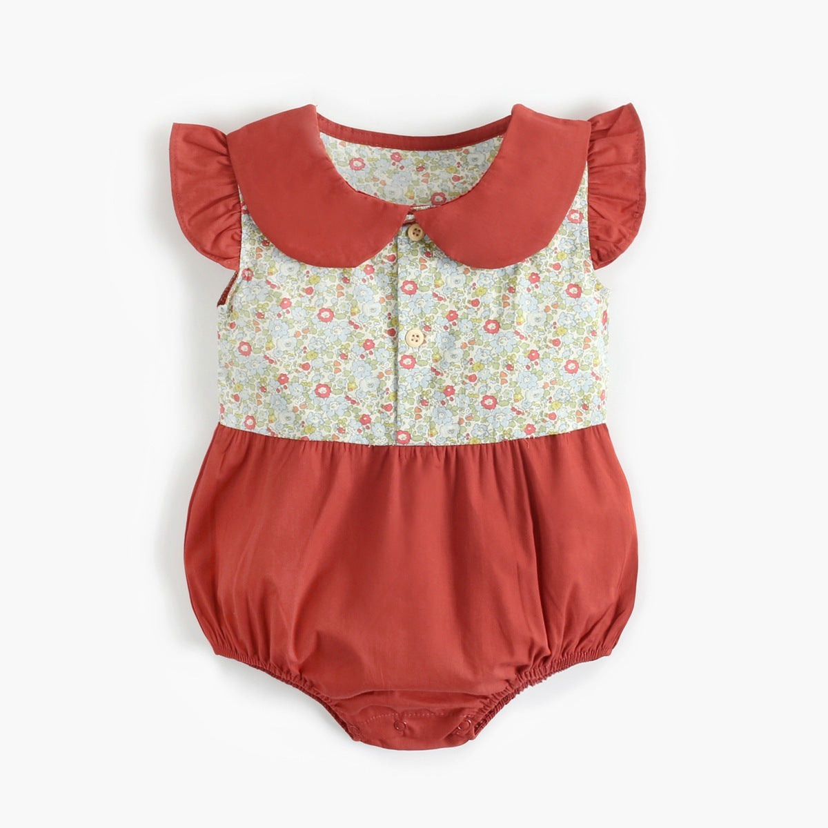 "Baby Short Sleeve Floral Rompers | Color Matching Baby Outfit"