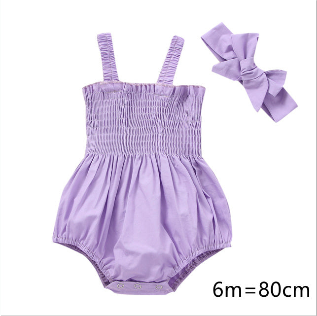 Infant Baby Girls 2Pcs Summer Outfits | Sleeveless Frill Smoc Set