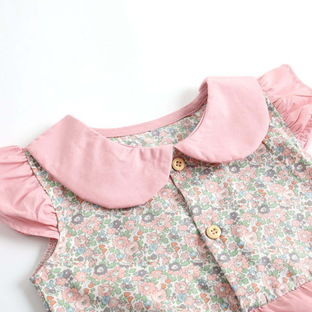 "Baby Short Sleeve Floral Rompers | Color Matching Baby Outfit"