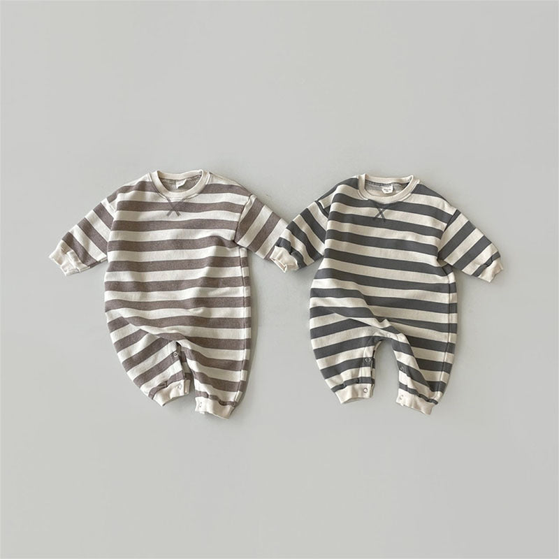 Baby Cotton Striped Sweater Jumpsuit Romper | Comfortable Baby Outfit"