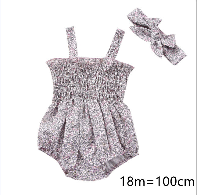 Infant Baby Girls 2Pcs Summer Outfits | Sleeveless Frill Smoc Set