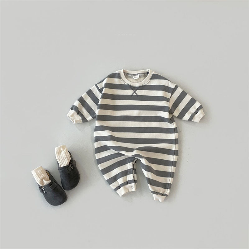 Baby Cotton Striped Sweater Jumpsuit Romper | Comfortable Baby Outfit"