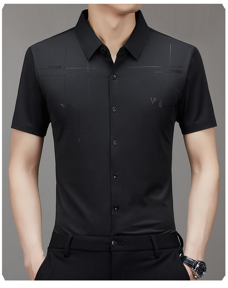 "Summer Men's Short-Sleeved Seamless Business Shirt | Lightweight & Stylish"