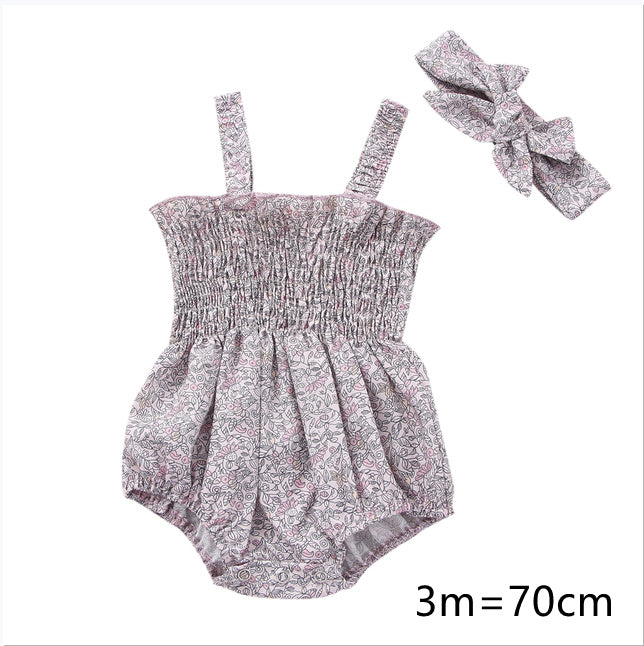 Infant Baby Girls 2Pcs Summer Outfits | Sleeveless Frill Smoc Set