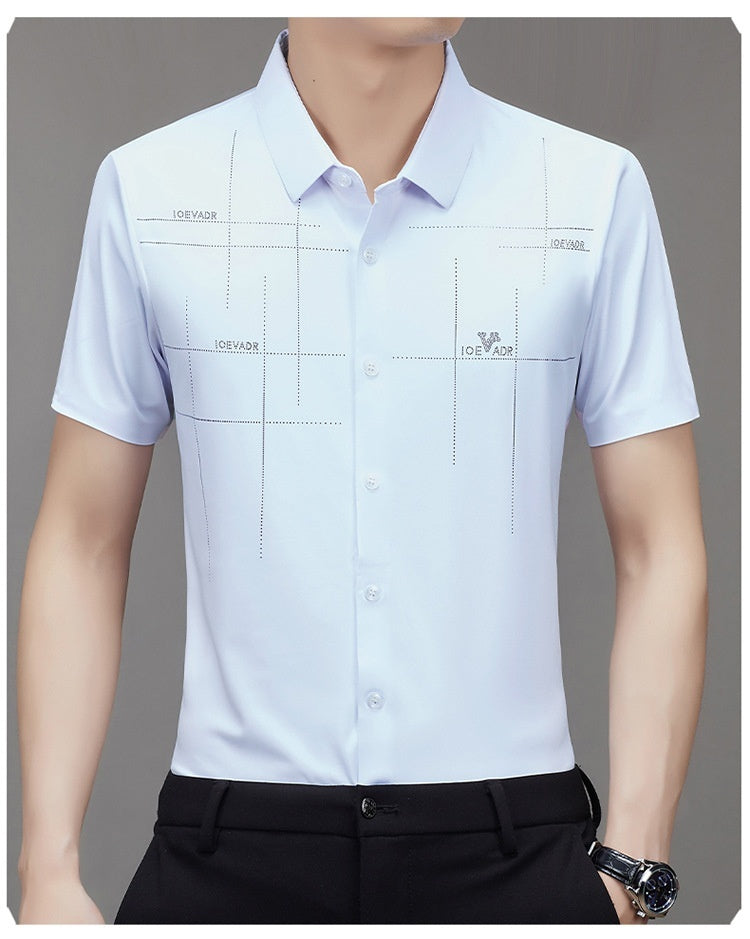 "Summer Men's Short-Sleeved Seamless Business Shirt | Lightweight & Stylish"