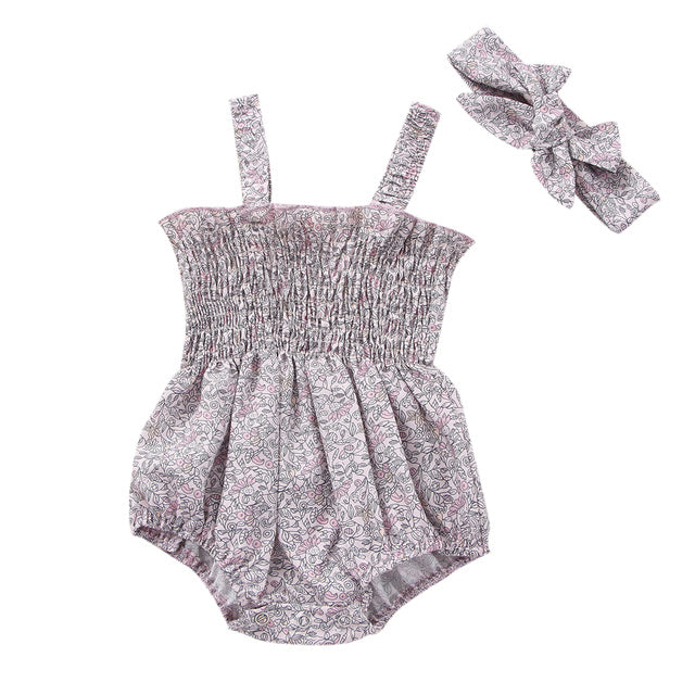 Infant Baby Girls 2Pcs Summer Outfits | Sleeveless Frill Smoc Set