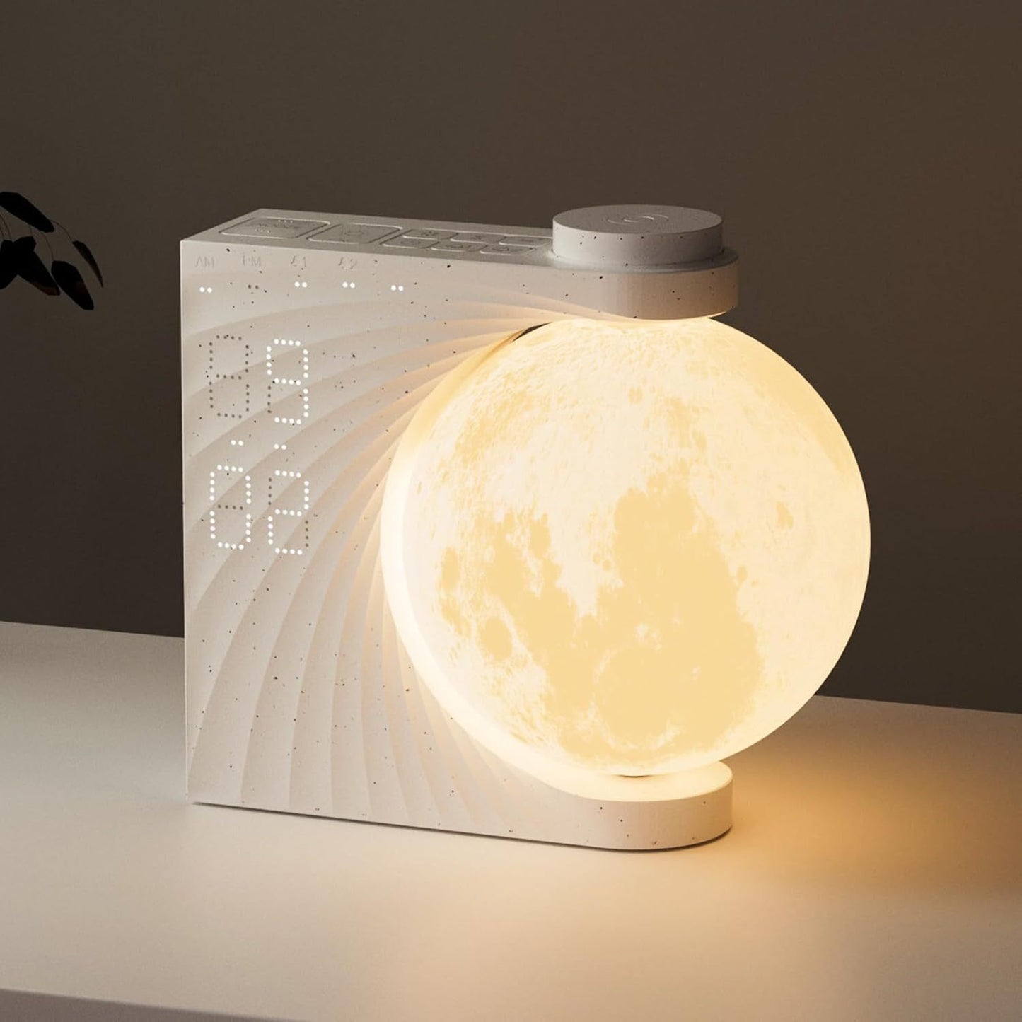 "Moon Light Alarm Clock | Colorful Wake-Up Light with White Noise & Timer"