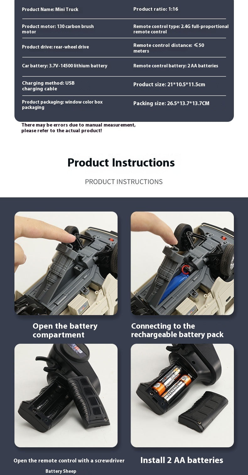 Mini RC Model Car | Full-Scale Simulation Remote Control Car