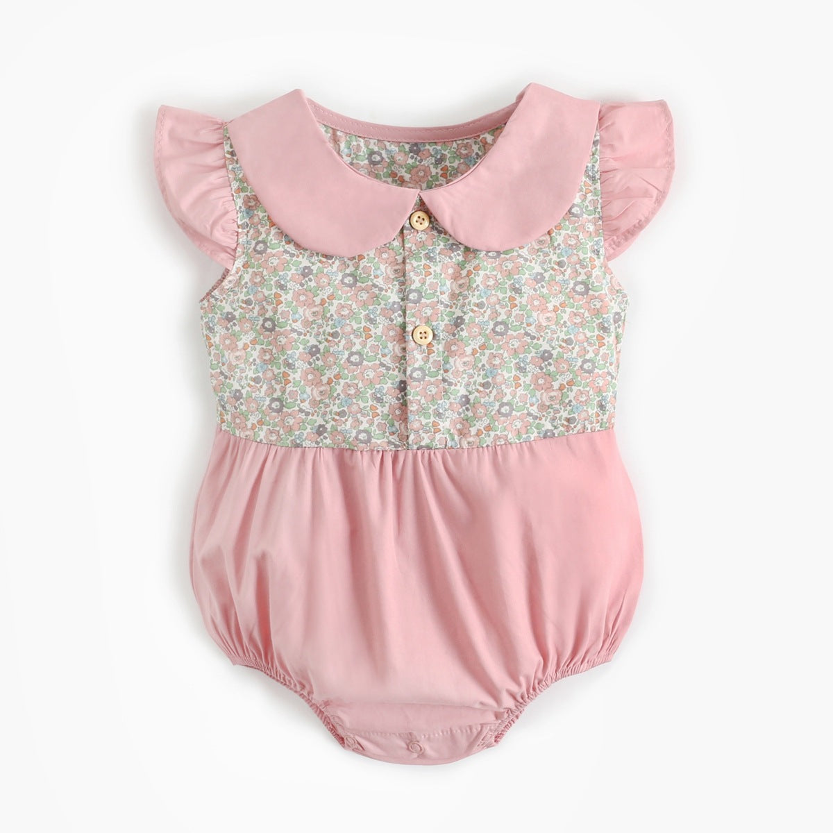 "Baby Short Sleeve Floral Rompers | Color Matching Baby Outfit"