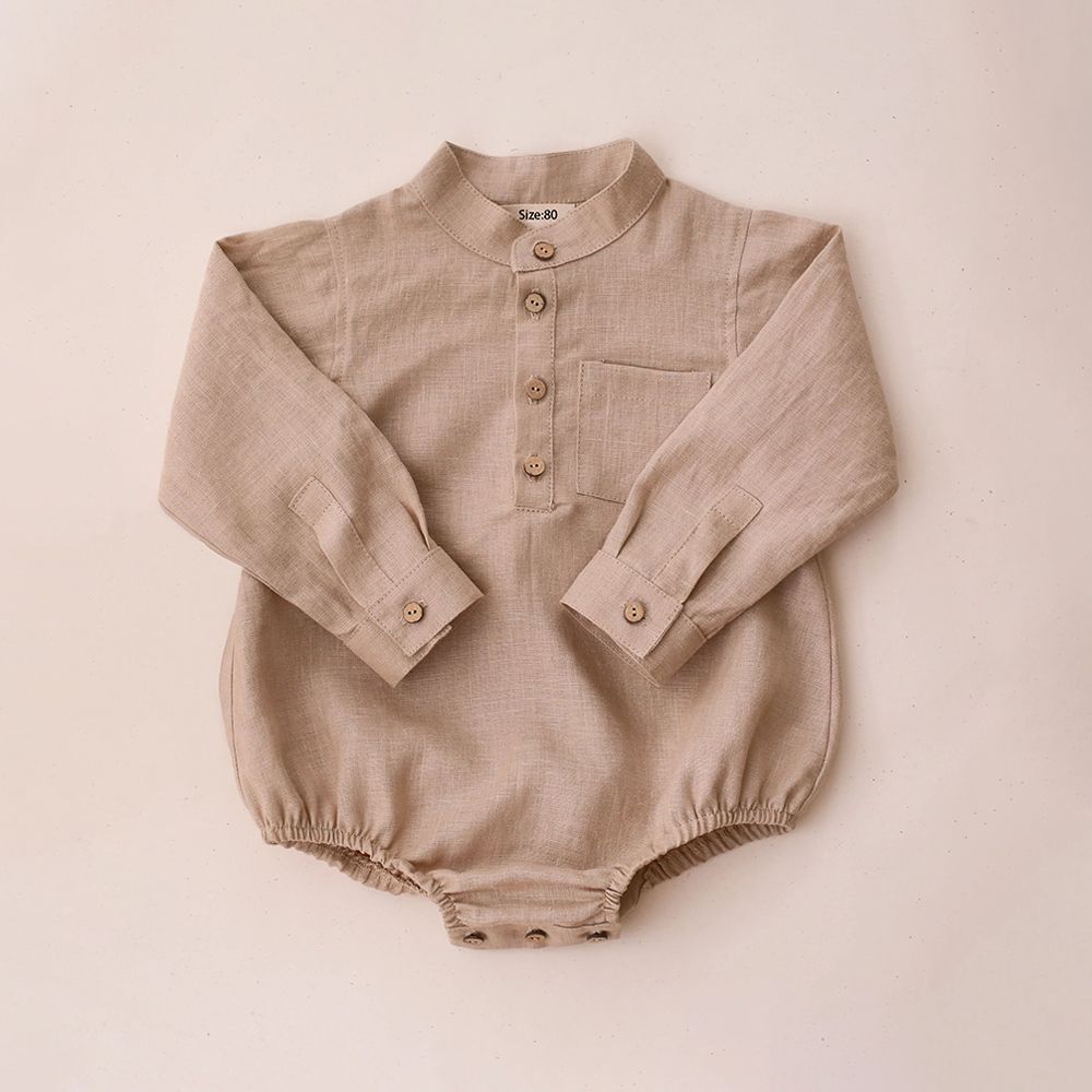 "Spring Baby Boy Cotton & Linen Jumpsuit | Comfortable & Stylish Baby Outfit"