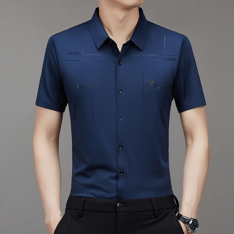 "Summer Men's Short-Sleeved Seamless Business Shirt | Lightweight & Stylish"