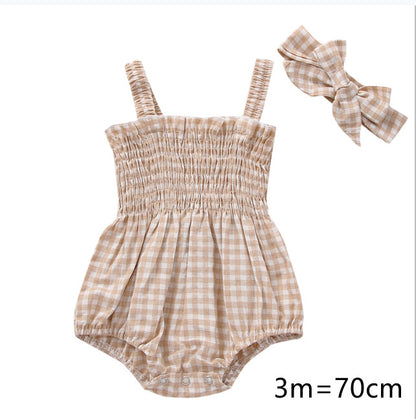 Infant Baby Girls 2Pcs Summer Outfits, Sleeveless Frill Smoc