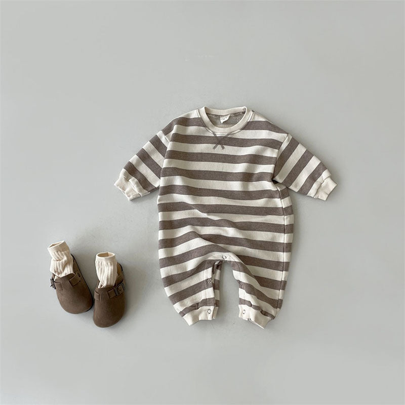 Baby Cotton Comfortable Striped Sweater Jumpsuit Romper