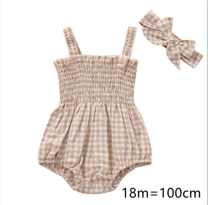 Infant Baby Girls 2Pcs Summer Outfits, Sleeveless Frill Smoc