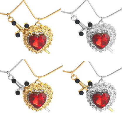 Creative Fashion Heart-shaped Pendant Diamond-embedded Love Necklace