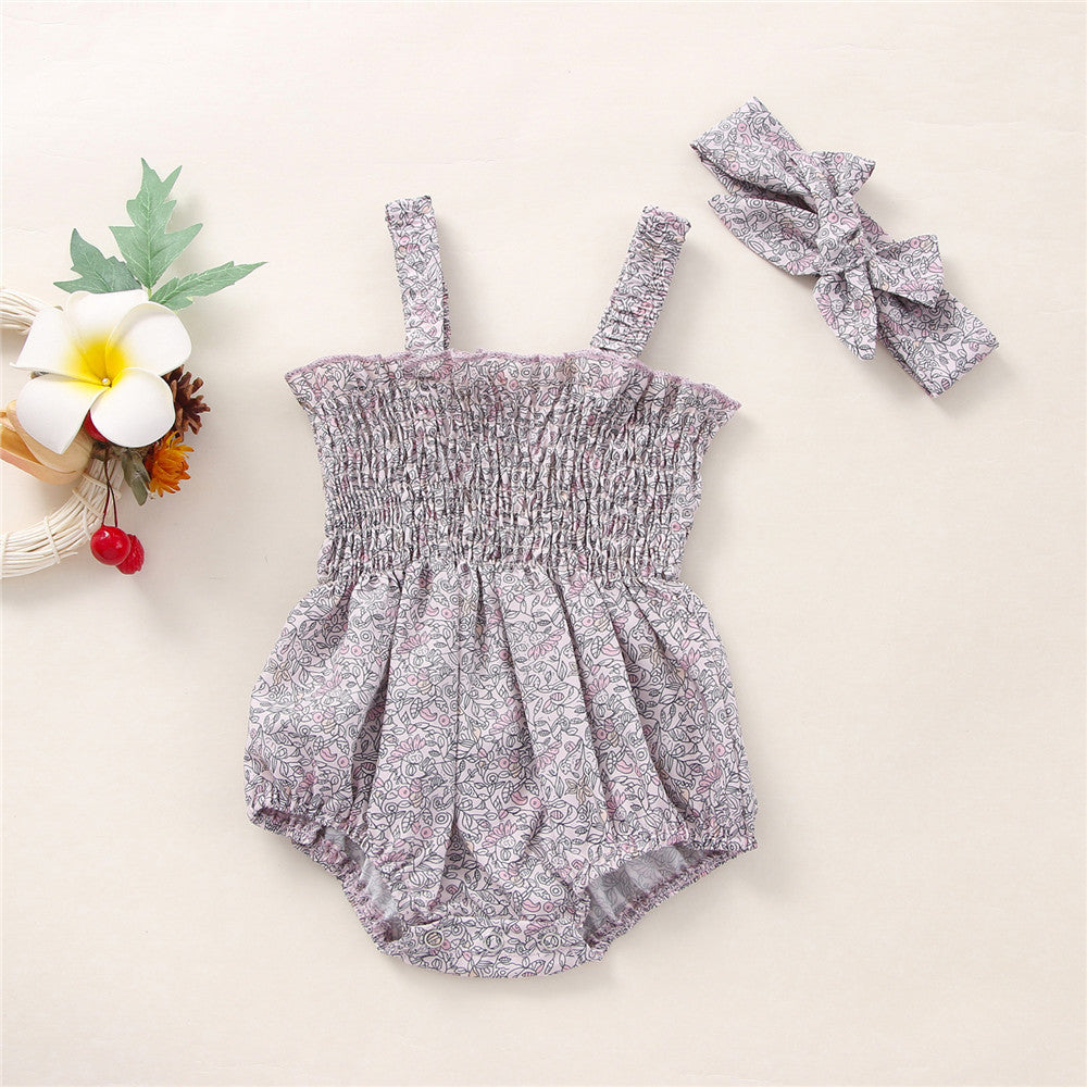 Infant Baby Girls 2Pcs Summer Outfits, Sleeveless Frill Smoc