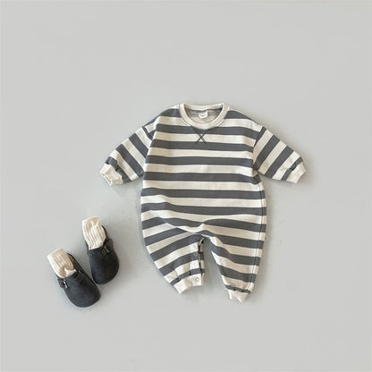 Baby Cotton Comfortable Striped Sweater Jumpsuit Romper