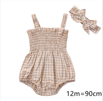 Infant Baby Girls 2Pcs Summer Outfits, Sleeveless Frill Smoc