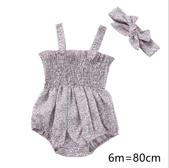 Infant Baby Girls 2Pcs Summer Outfits, Sleeveless Frill Smoc