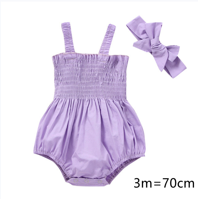 Infant Baby Girls 2Pcs Summer Outfits, Sleeveless Frill Smoc